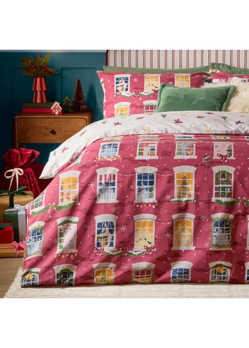Furn Christmas Eve Double Reversible Duvet Sets Cranberry - Double Image 3