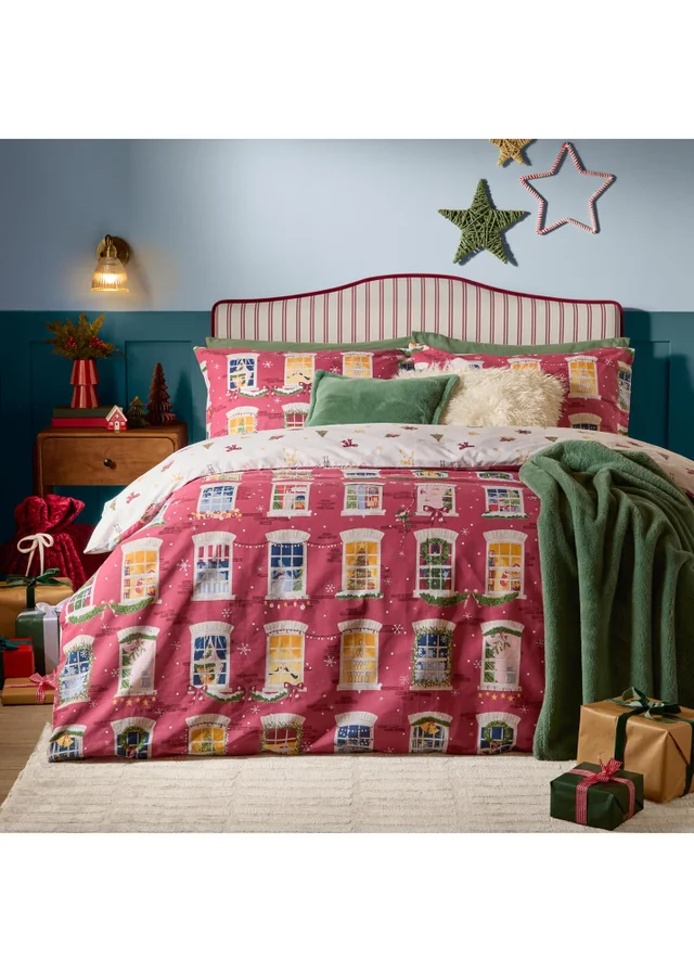 Furn Christmas Eve Double Reversible Duvet Sets Cranberry