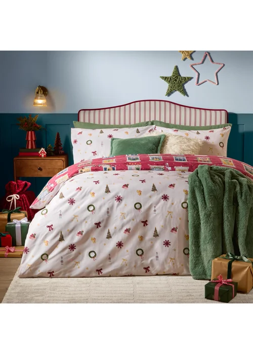 Furn Christmas Eve Double Reversible Duvet Sets Cranberry - Double Image 2