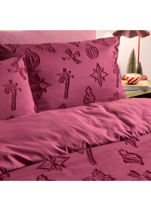 Duvet Day Christmas King Soft Tufted Duvet Sets Berry - Double Image 2