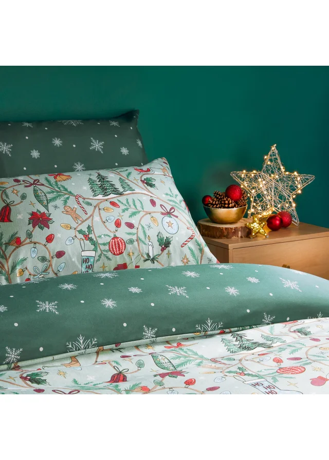 Duvet Day Noelle Super King Soft Touch Reversible Duvet Sets Green