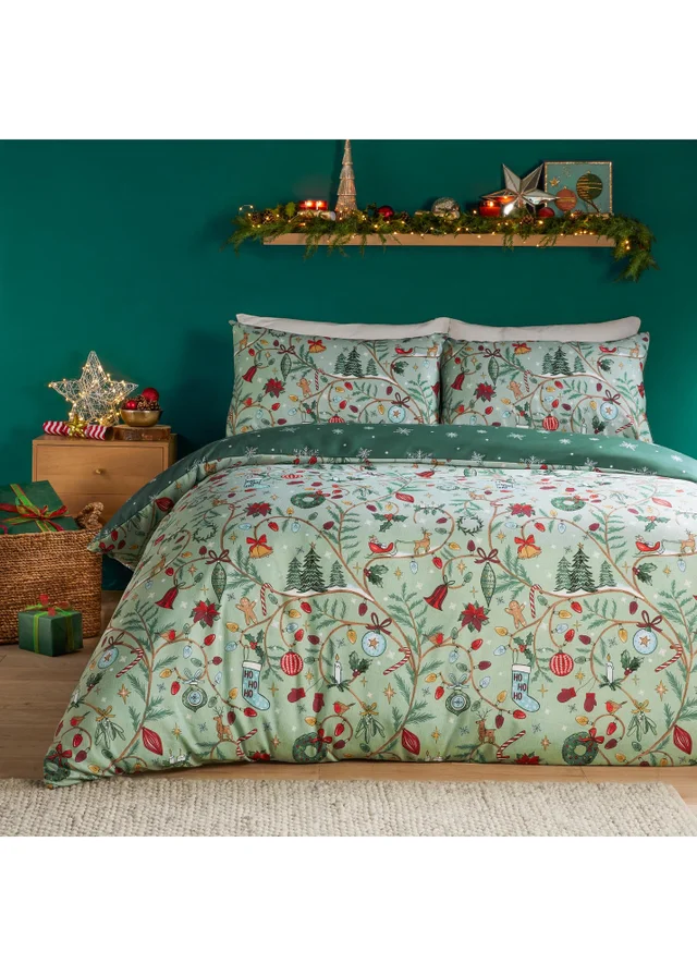 Duvet Day Noelle Super King Soft Touch Reversible Duvet Sets Green