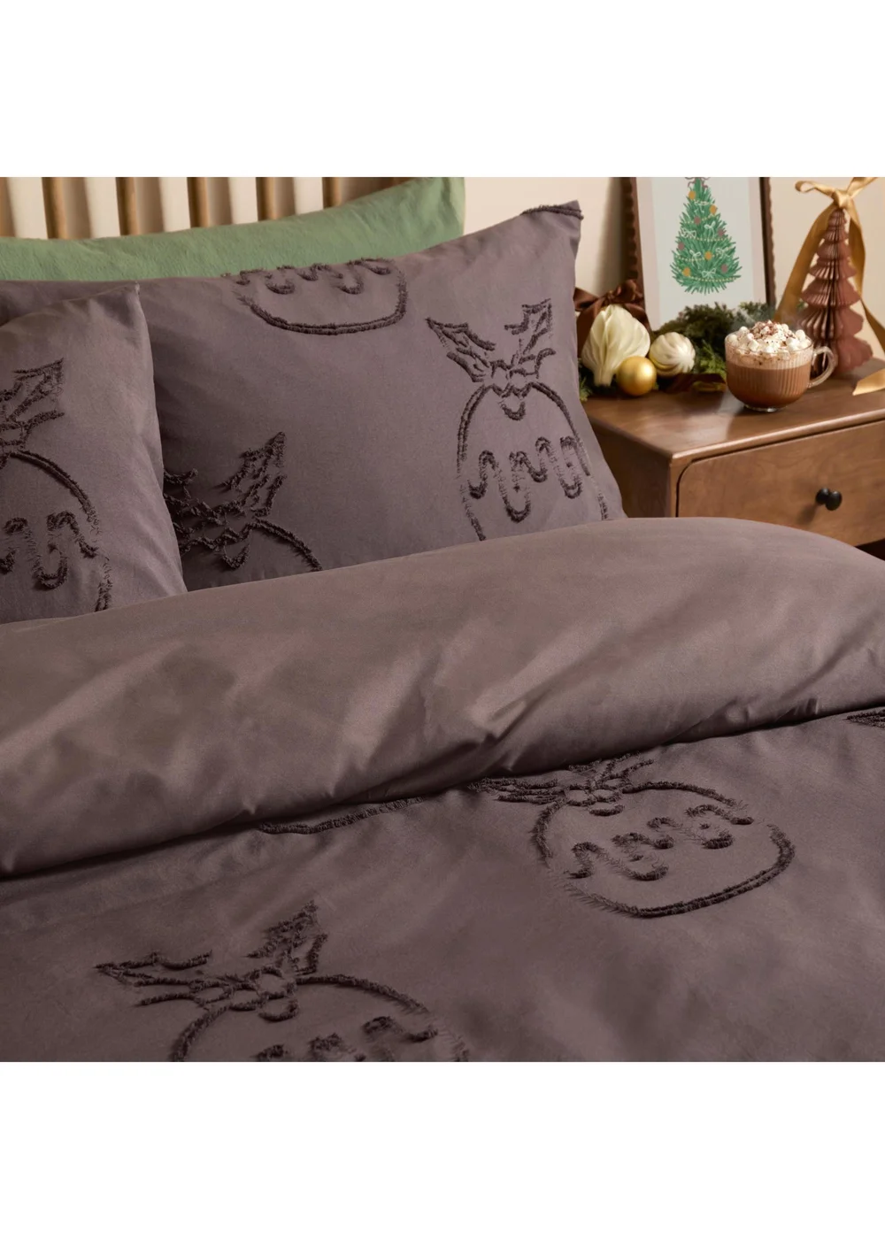 Duvet Day Pudding Soft Tufted Single Christmas Duvet Sets Chocolate - Single Image 2