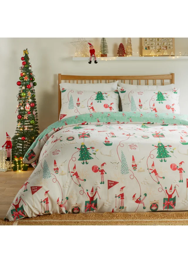 Duvet Day Elfie Super King Printed Soft Touch Duvet Sets Cream/Mint