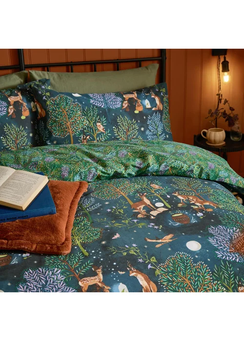 Furn Woodland Ritual King Reversible Duvet Sets Navy - Double Image 3