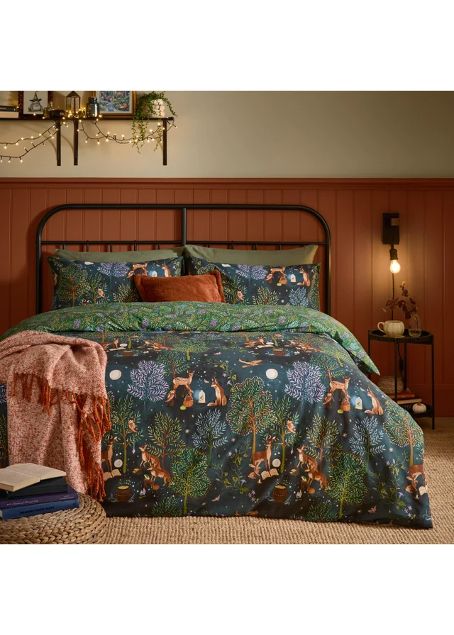 Furn Woodland Ritual King Reversible Duvet Sets Navy