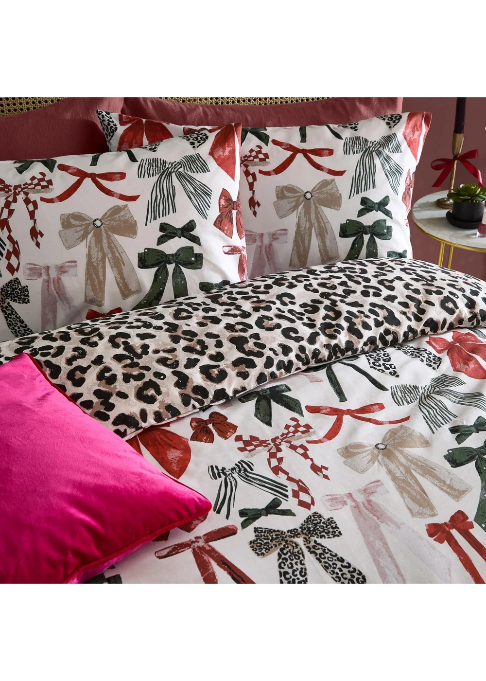 Furn Mila Bows King Reversible Duvet Sets Leopard - Single Image 3