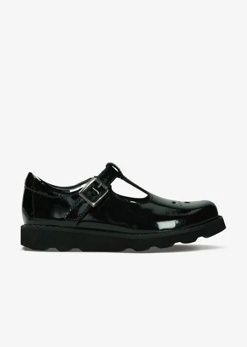 Clarks School Girls Black Crown Wish Kid Patent Narrow - 8.5 Infants Image 1