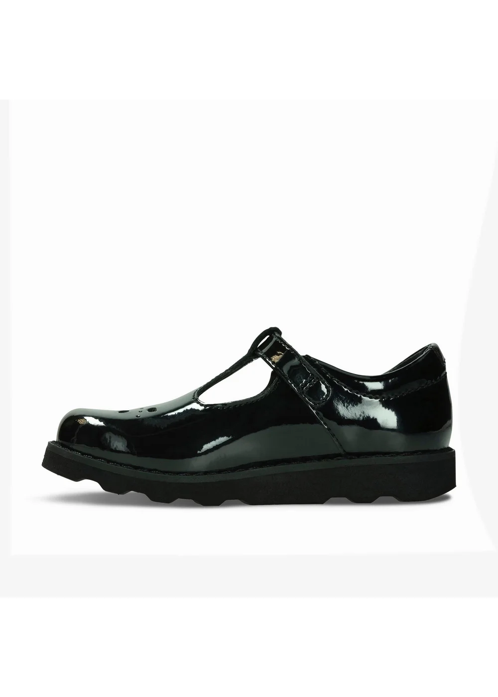 Clarks School Crown Wish Kid Black Patent Extra Wide - 9 Infants Image 2
