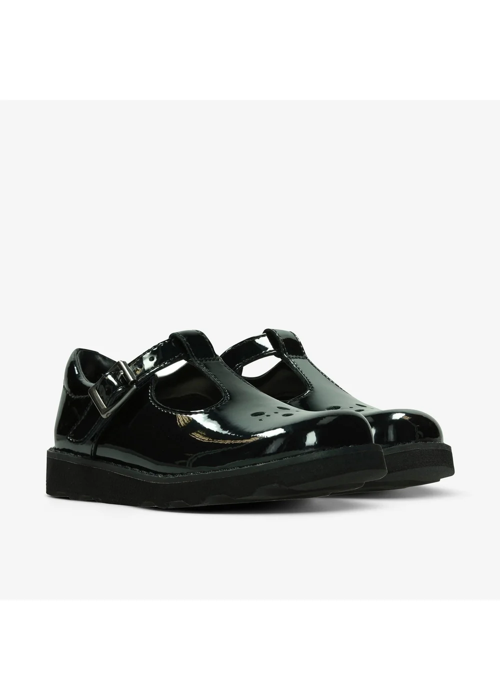 Clarks School Crown Wish Kid Black Patent Extra Wide - 9 Infants Image 4