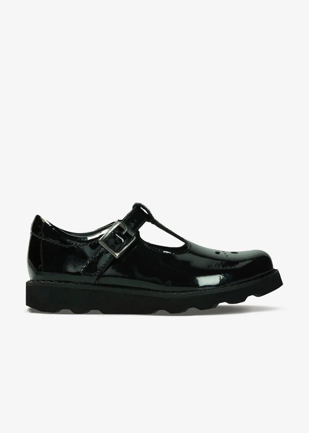 Clarks School Crown Wish Kid Black Patent Extra Wide - 9 Infants Image 1