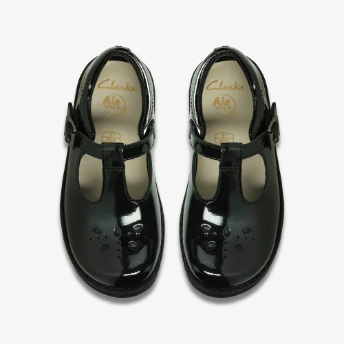 Clarks School Crown Wish Kid Black Patent Extra Wide - 9 Infants Image 6