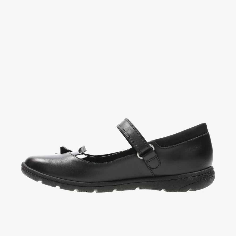 Clarks School Girls Black Venture Star Leather Narrow - 13.5 Infants Image 2