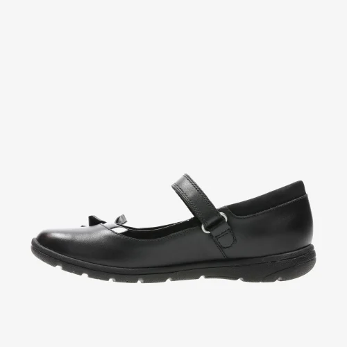 Clarks School Girls Black Venture Star Leather Narrow - 13.5 Infants Image 2