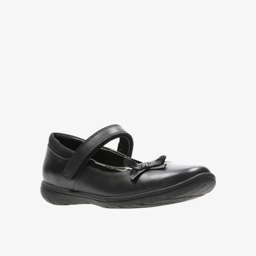 Clarks School Girls Black Venture Star Leather Narrow - 13.5 Infants Image 3