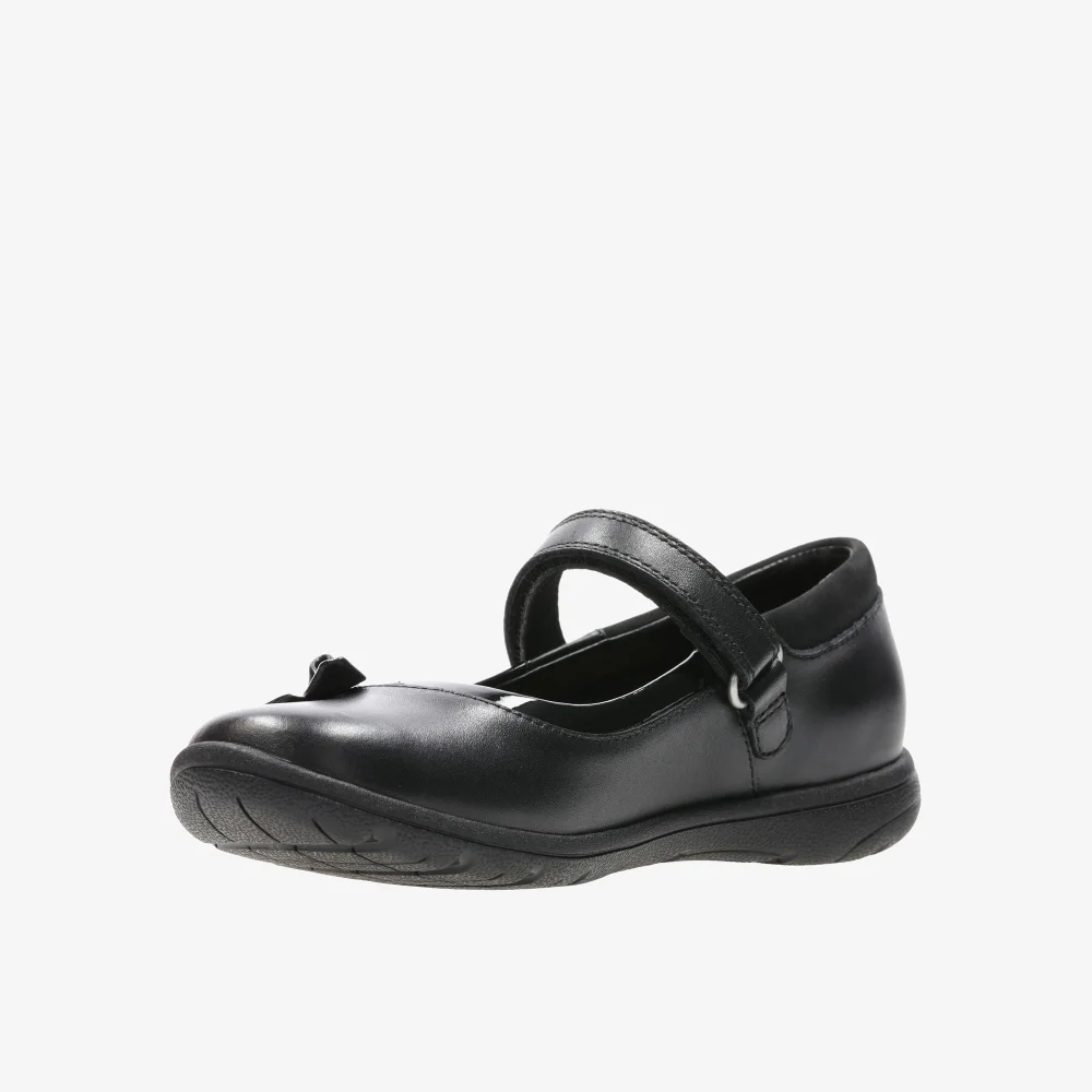 Clarks School Girls Black Venture Star Leather Narrow - 13.5 Infants Image 4