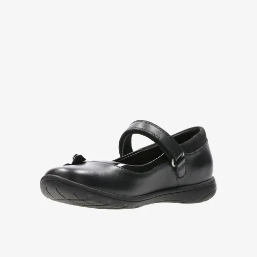 Clarks School Girls Black Venture Star Leather Narrow - 13.5 Infants Image 4