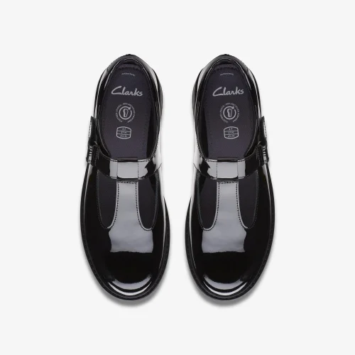 Clarks School Prague Brill Youth Black Patent Wide - 5 Image 6