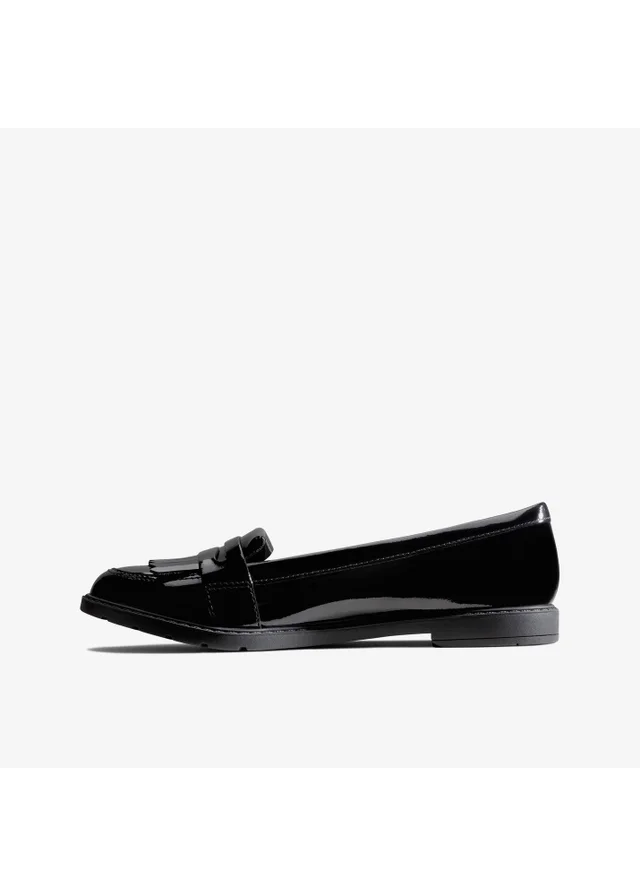 Clarks School Girls Black Scala Bright Kid Patent Wide