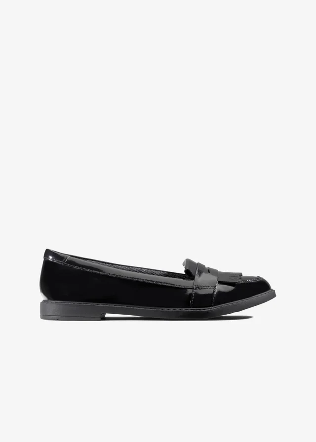 Clarks School Girls Black Scala Bright Kid Patent Wide