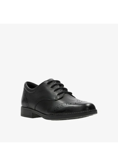 Clarks School Girls Black Sami Walk K Leather Wide - 10.5 Infants Image 3