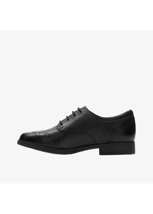 Clarks School Girls Black Sami Walk K Leather Wide - 10.5 Infants Image 2