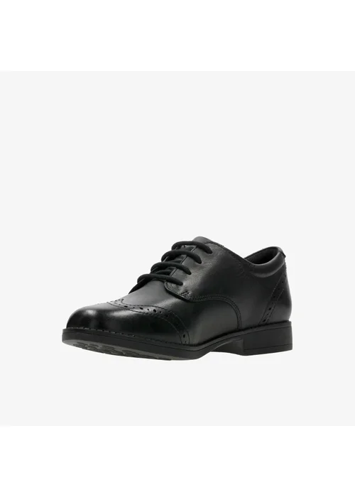 Clarks School Girls Black Sami Walk K Leather Wide - 10.5 Infants Image 4