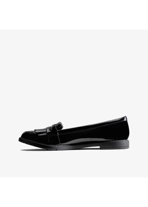 Clarks School Girls Black Scala Bright Kid Patent Standard - 2 Image 2
