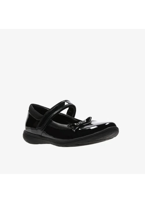 Clarks School Venture Star Black Patent Narrow - 11.5 Infants Image 3