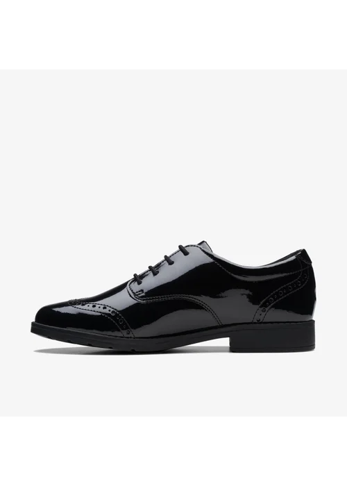 Clarks School Sami Walk Youth Black Patent Wide - 3 Image 2