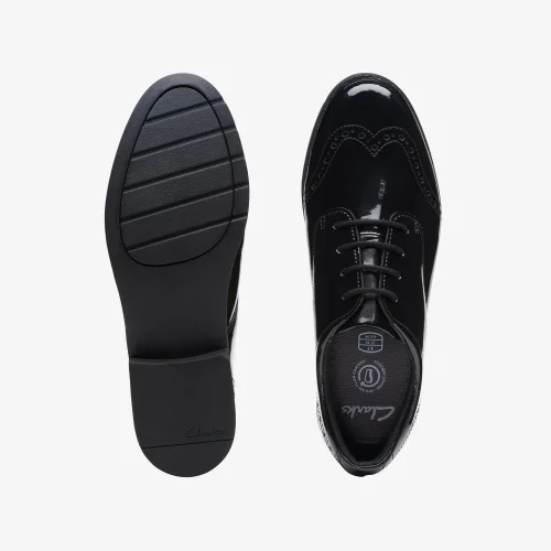 Clarks School Sami Walk Youth Black Patent Wide - 3 Image 6