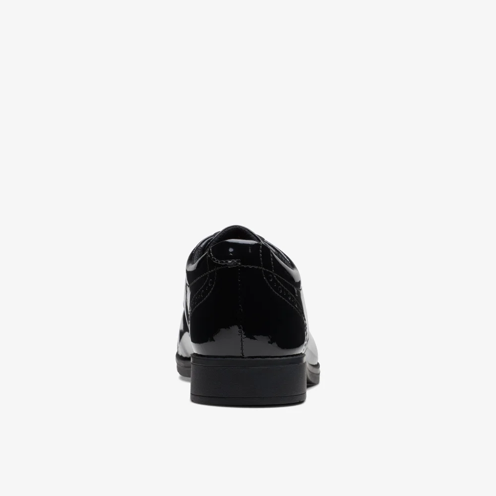 Clarks School Girls Black Sami Walk Youth Patent Wide - 3 Image 5