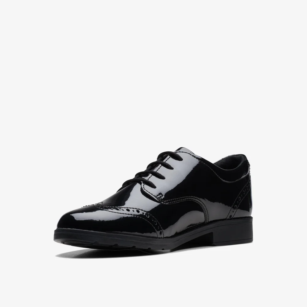 Clarks School Girls Black Sami Walk Youth Patent Wide - 3 Image 4