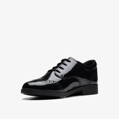 Clarks School Girls Black Sami Walk Youth Patent Wide - 3 Image 4
