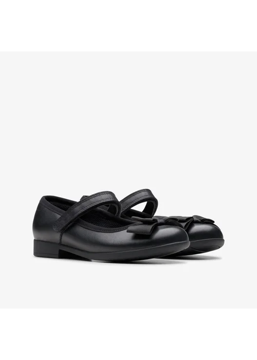 Clarks School Girls Black Scala Tap Kid Leather Narrow - 10 Infants Image 4