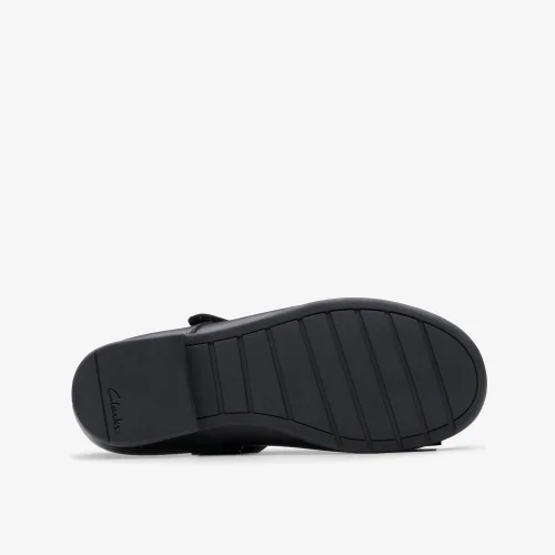 Clarks School Scala Tap Kid Black Leather Narrow - 10.5 Infants Image 3
