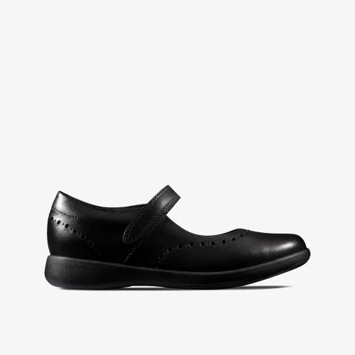 Clarks School Etch Craft Kid Black Leather Extra Wide - 10.5 Infants Image 1