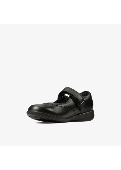 Clarks School Girls Black Etch Craft Toddler Leather Wide - 8 infants Image 4