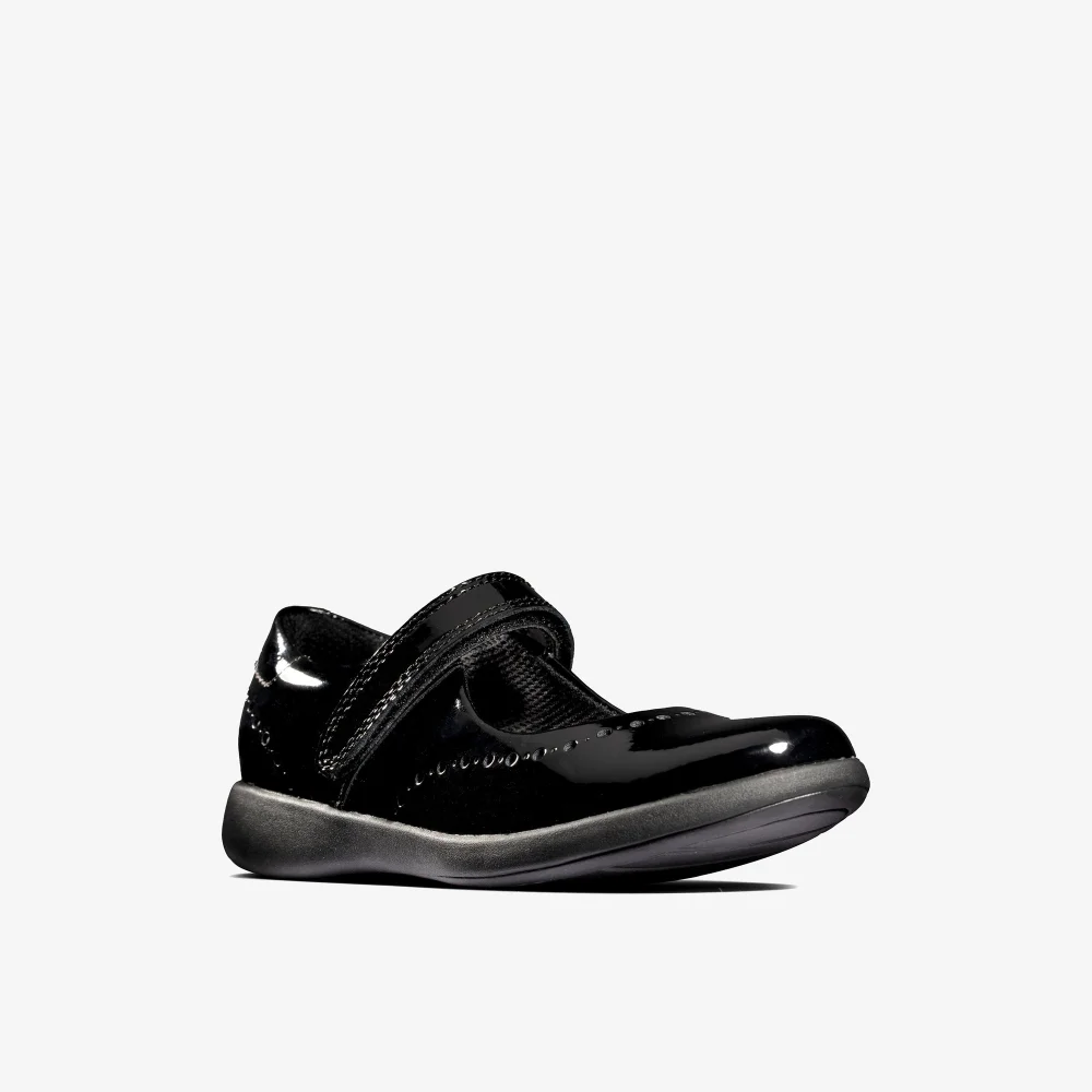 Clarks School Etch Craft Toddler Black Patent Wide - 8.5 Infants Image 3