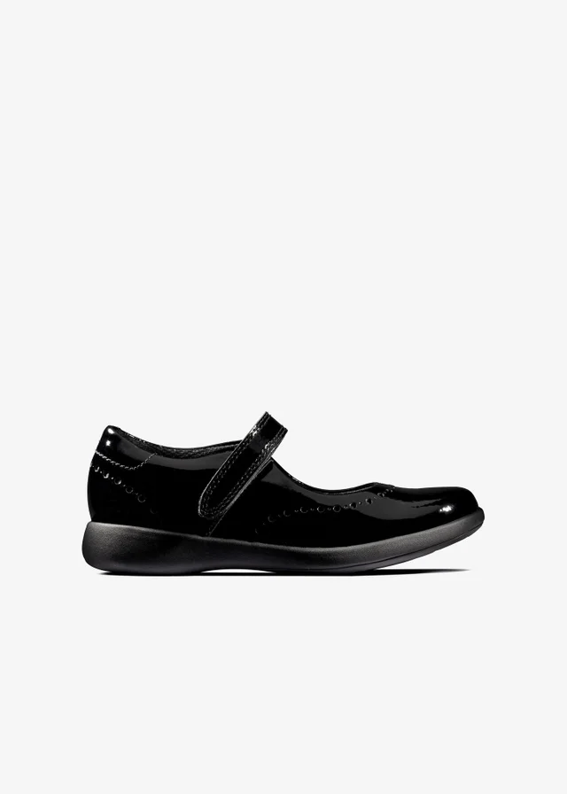 Clarks School Girls Black Etch Craft Toddler Patent Wide