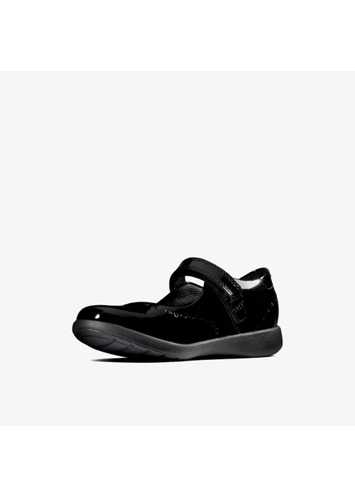 Clarks School Girls Black Etch Craft Toddler Patent Wide - 8.5 Infants Image 4