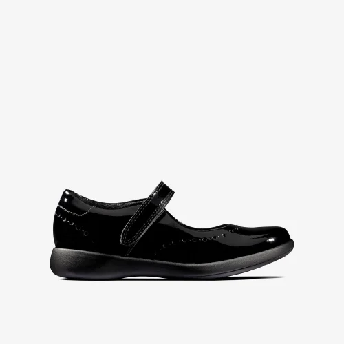 Clarks School Etch Craft Toddler Black Patent Wide - 8.5 Infants Image 1