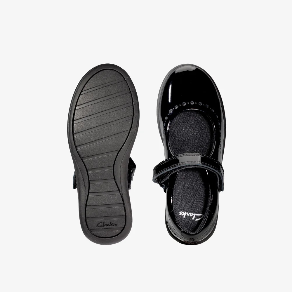 Clarks School Etch Craft Toddler Black Patent Wide - 8.5 Infants Image 6