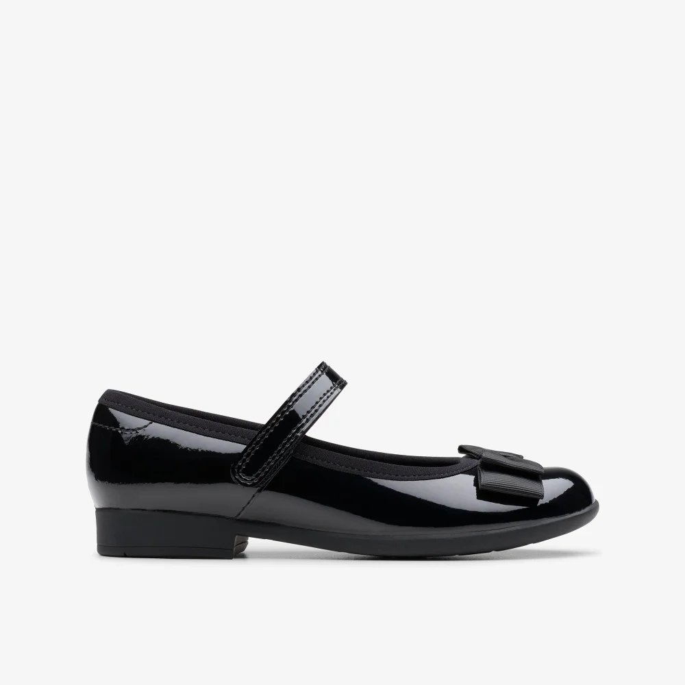 Clarks School Scala Tap Kid Black Patent Extra Wide - 10 Infants Image 1