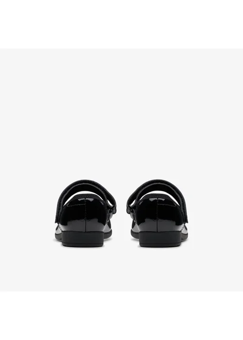 Clarks School Girls Black Scala Tap Toddler Patent Extra Wide - 8 infants Image 5