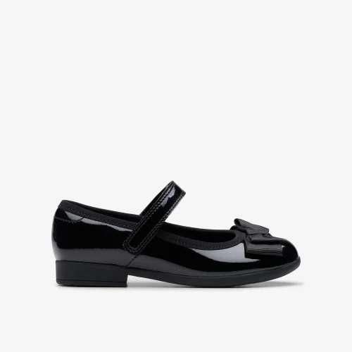 Clarks School Scala Tap Toddler Black Patent Wide - 8 infants Image 1