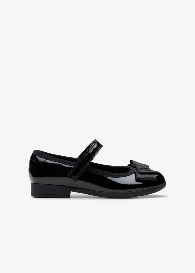 Clarks School Girls Black Scala Tap Toddler Patent Wide
