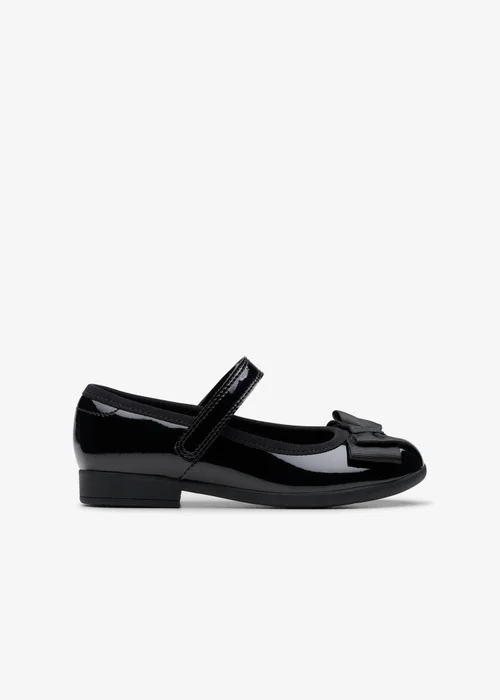 Clarks School Girls Black Scala Tap Toddler Patent Narrow - 8 infants Image 1
