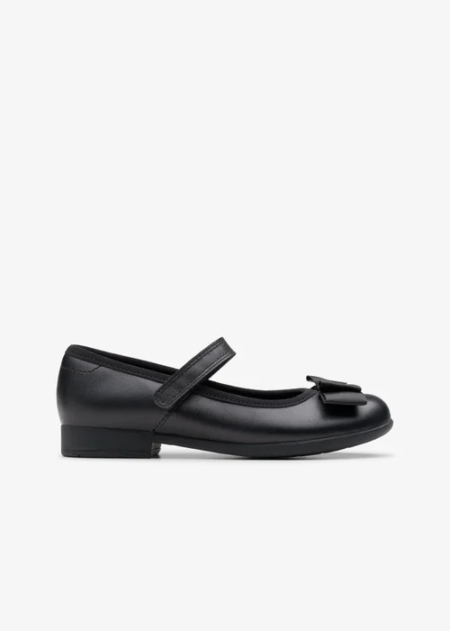 Clarks School Girls Black Scala Tap Kid Leather Extra Wide - 10 Infants Image 1