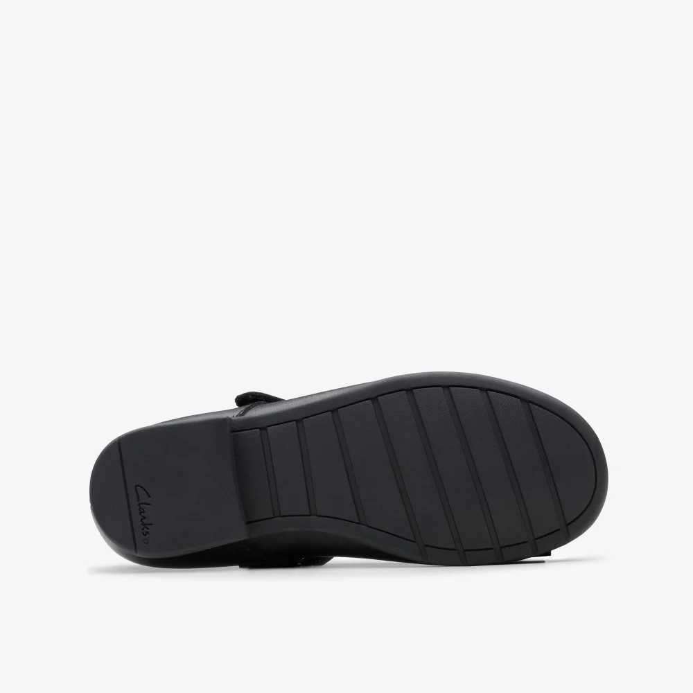 Clarks School Scala Tap Kid Black Leather Extra Wide - 10 Infants Image 3
